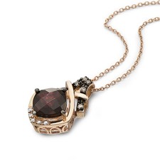LeVian 14K Rose Gold Rhodolite Garnet White/Chocolate Diamond Pendant Necklace