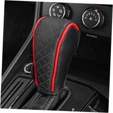 Leather Car Gear Shift Knob Cover, Anti-Slip Breathable Gear Stick Shift Red