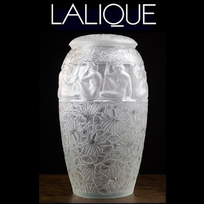  RARE LALIQUE ANGELIQUE VASE  MONUMENTAL LIMITED ED. LIDDED JAR BACCHANTES NUDE