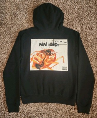 Vintage Y2K Men's Papa Roach Infest Black Hoodie Size M Rock Grunge Skate RARE