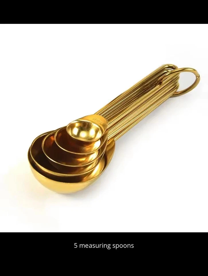 Stainless Steel Gold Measuring Cups and Spoons Set Stackable Premium Kitchen Set - Image 2 of 4