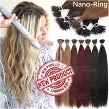 200S Micro Loop Nano Ring 100 Remy Human Hair Extensions Pre Bonded Beads I-Tip