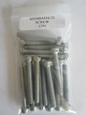 AN500A416-32 Fillister Head Screw 1/4-20 x 2" Slotted Drilled Steel - Lot of 20
