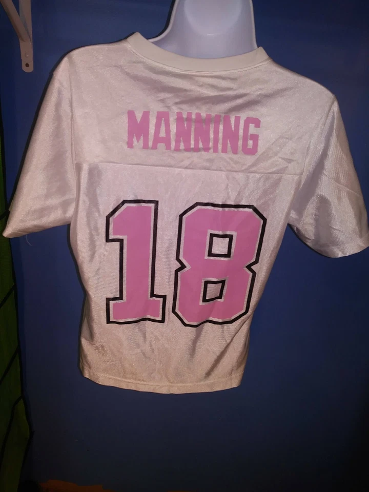 Camiseta para niñas Peyton Manning Indianapolis Colts NFL rosa talla pequeña usada Foto 2 de 4