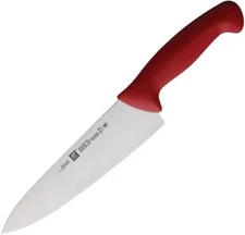 Henckels Zwilling Fixed Knife 8" Stainless Steel Blade Red Plastic Handle