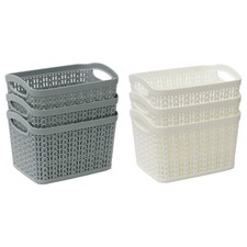 Knit Design Loop Plastic Set of 3 Storage Box , 1.5L