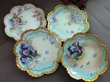 Lovely set of 4 Cabinet Plates Rosenthal Monbijou hand painted gold trim