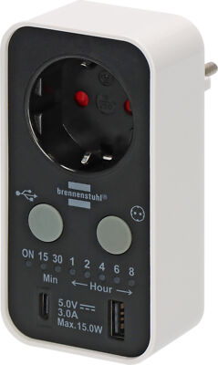 BRENNENSTUHL 1506180 Digitaler Countdown Timer m. USB A/C
