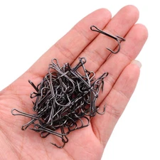 50pcs Double Fishing Hook Carbon Steel Crank Barbed Jig Hook Fish Accessories