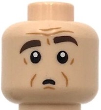 Lego New Light Nougat Minifigure Head Dual Sided Dark Brown Eyebrows Furrowed