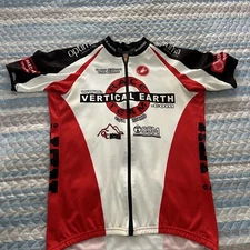 Castelli Men's Size M  Full Zip Bike Cycling Jersey Red Race Team Easton Scott T