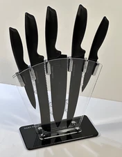 Home Hero Kitchen Knife Set 5 Stainless Steel Knives in Clear Plexiglass Holder