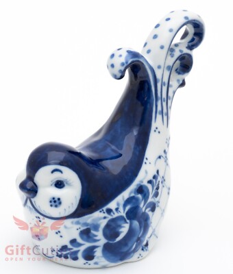 Gzhel porcelain bird  figurine handmade Гжель