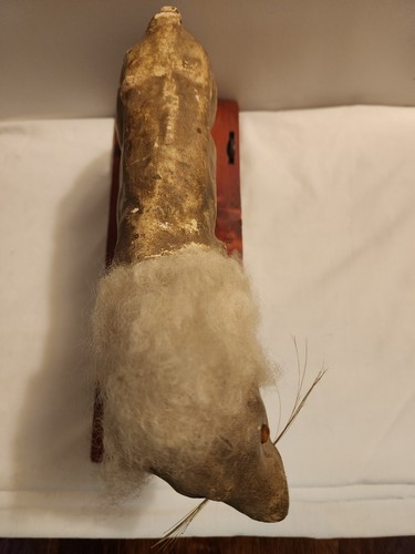 Antique 1890s German Leather & Paper Mache Platform Lion Cat Pull Toy + Growler - Picture 12 of 15