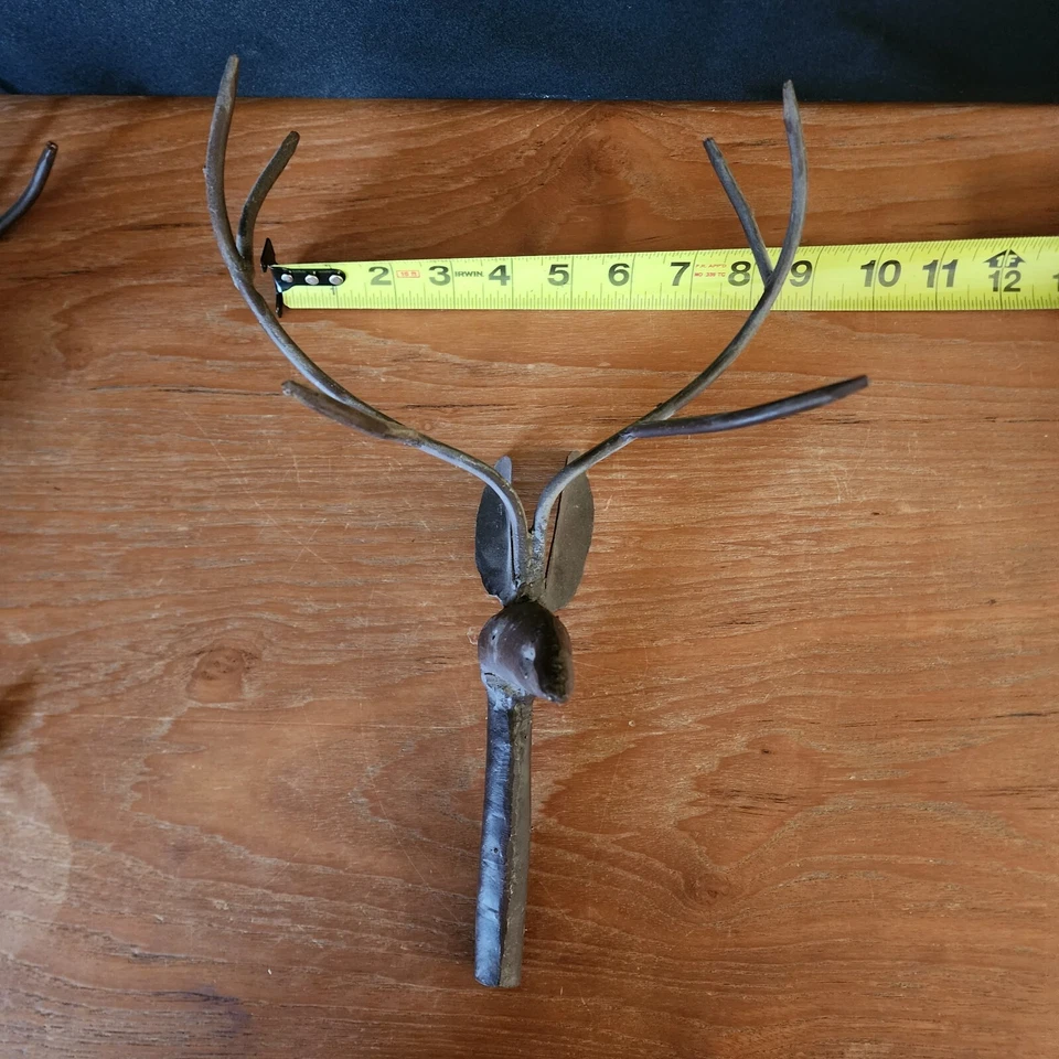 Curtain Holdbacks Deer Heads w/Antlers Hand-Made Metal Cabins Northwoods - Image 3 of 4