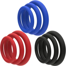 Cock Ring 3 Pack Soft Stretchy Silicone | Stay Hard Penis Rings Last Longer ED