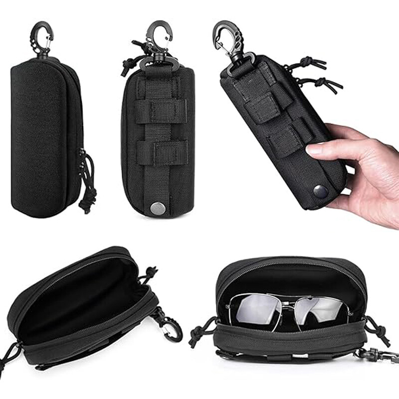 Tactical Eyeglasses Case Portable Sunglasses Carrying Case Eyewear Box with  Clip