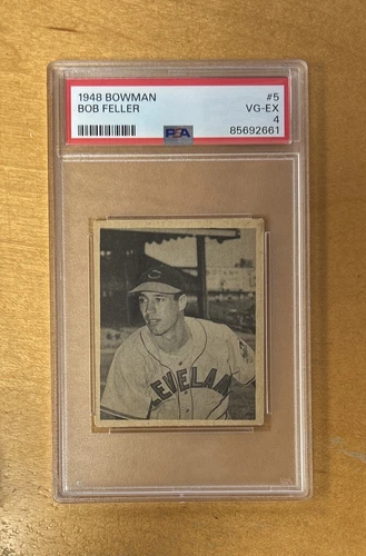 1948 Bowman Baseball Bob Feller Cleveland Indians Card #5 PSA 4
