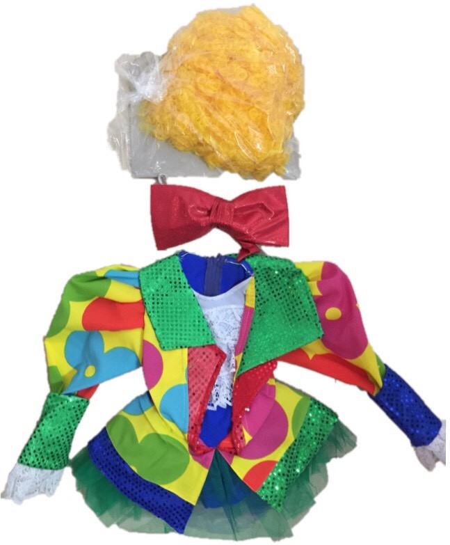 DISFRAZ NIÑA PAYASITA CON PELUCA PAYASO TALLA: 2 AÑOS CARNAVAL .Nuevo.75