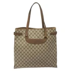Sac fourre tout GUCCI GG Supreme PVC cuir beige 39 02 061 authentique 110212