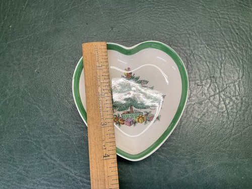2 Vintage Spode England Christmas Tree Heart Shaped Nut Candy Trinket Dishes - Picture 7 of 10