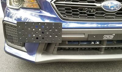 Front Tow Hook License Plate Mounting Bracket For Subaru WRX STI – Black Aluminum, M16x1.5 Bolt