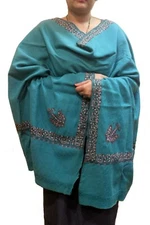 KashmirI Pashmina Cashmere Style Shawl arab scraf Embroidered Persian green