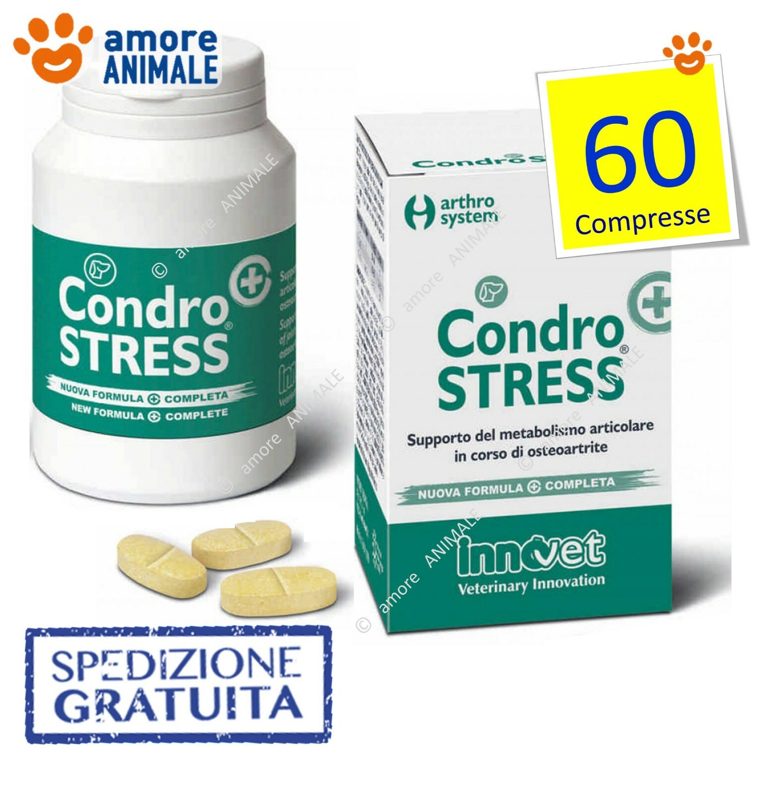 Innovet Condrostress (+)   60 compr. per cani - Supporto metabolismo articolare