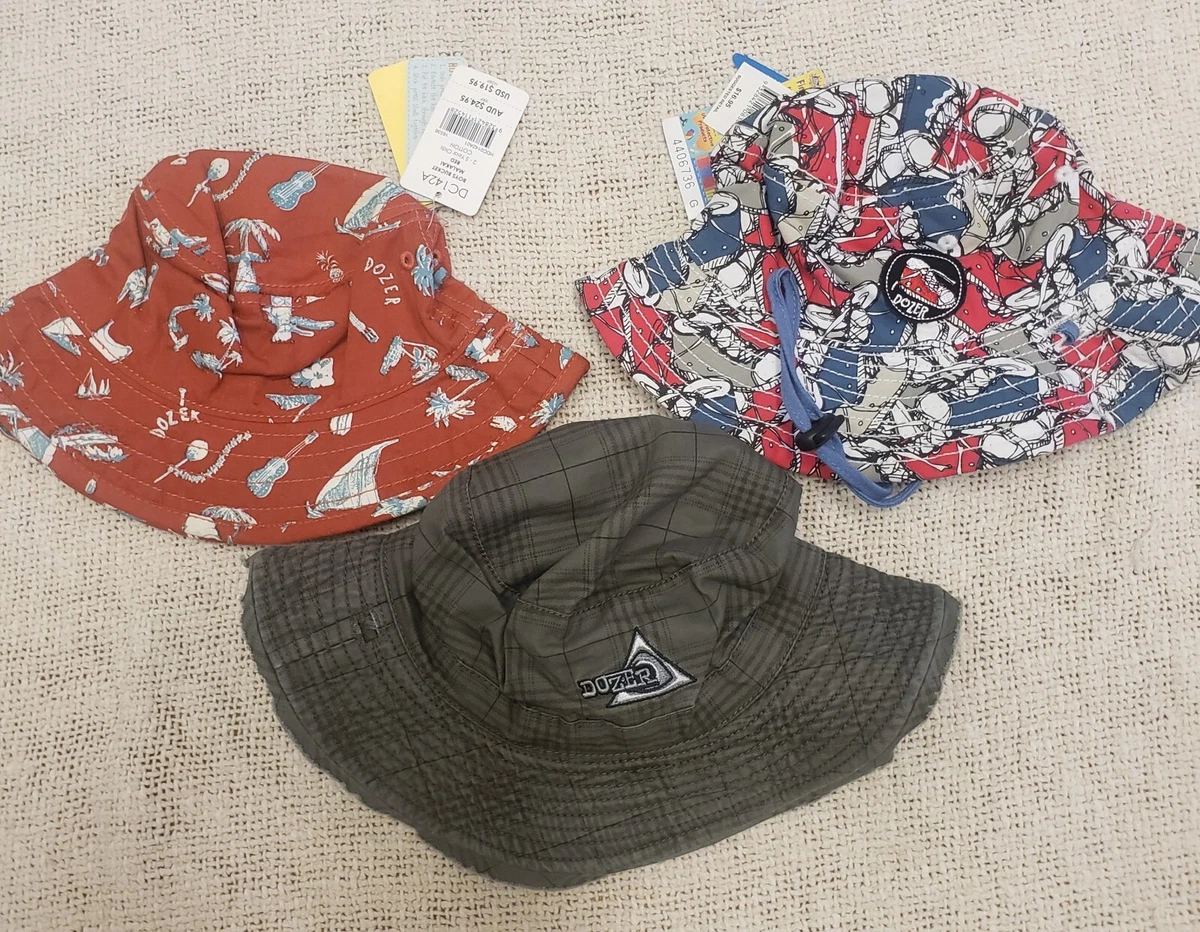 Dozer Boys Bucket Reversible Beach Sun Hat UPF 50+ 2-5 Years Old