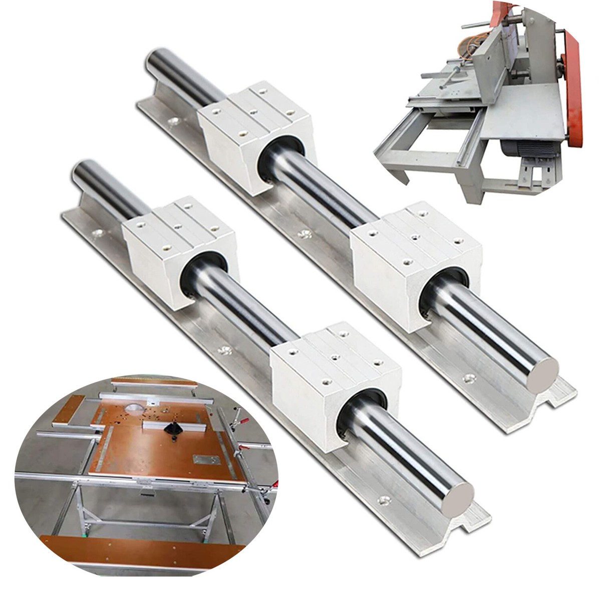 Linear Rails Linear Bearing Slide Kit SBR12 Linear Rail 200mm 2Pcs ...