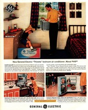 1963 General Electric Air Conditioner Vintage Print Ad Thinette Little Boys Room
