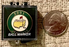 VERY RARE 2001 MASTERS GOLF BALL MARKER-AUGUSTA NATIONAL-TIGER WOODS 2nd Win