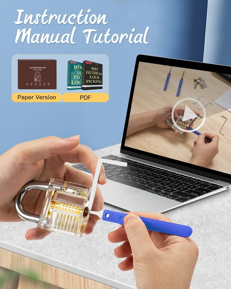 Set Fabbro,  Grimaldelli Da 25 Pezzi Lock Picking Con 2 Trasparente Serratura - Immagine 3 di 3