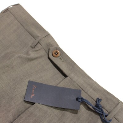 Zanella NWT Dress Pants Size 35 US Parker In Grayish Beige Melange 100% Wool