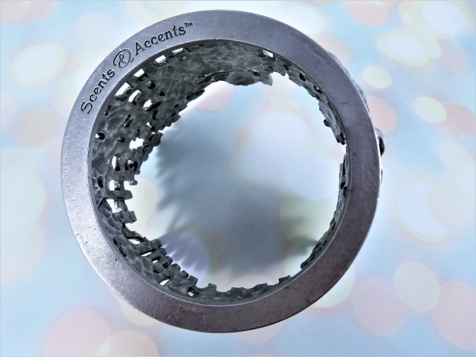 Scents & Accents Pewter Candle Holder Sunflower Garden 1998 Frosted