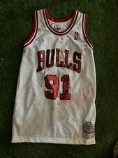 Mitchell  Ness Rodman Bulls 97-98 Jersey Glitter Damage Throwback White