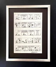 Charles Schulz + Signed Vintage 1968 Peanuts Snoopy Cartoon + New Silver Frame