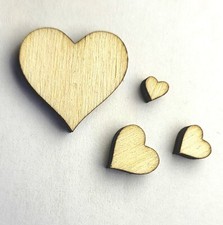 100 cuori in legno 2x2cm per decorazioni, matrimoni, decoupage, cuoricini 4mm