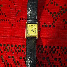 Cartier Tank Quartz Gold Plated Rectangular Ivory Roman Dial W/Manual Wind