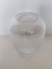 Large Vintage Ribbed Clear Glass Elegant Round Vase Home Decor Washed/Cleaned