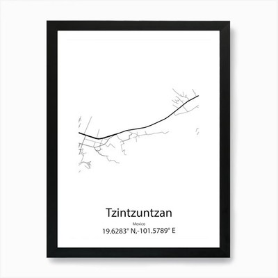 Tzintzuntzan, Mexiko minimalistische Karte gerahmtes Wandbild Poster Leinwanddruck Bild