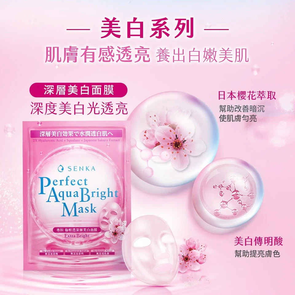 [SHISEIDO SENKA] Perfect Aqua Bright EXTRA BRIGHT Facial Mask 5pcs/1box NEW - Image 2 of 3