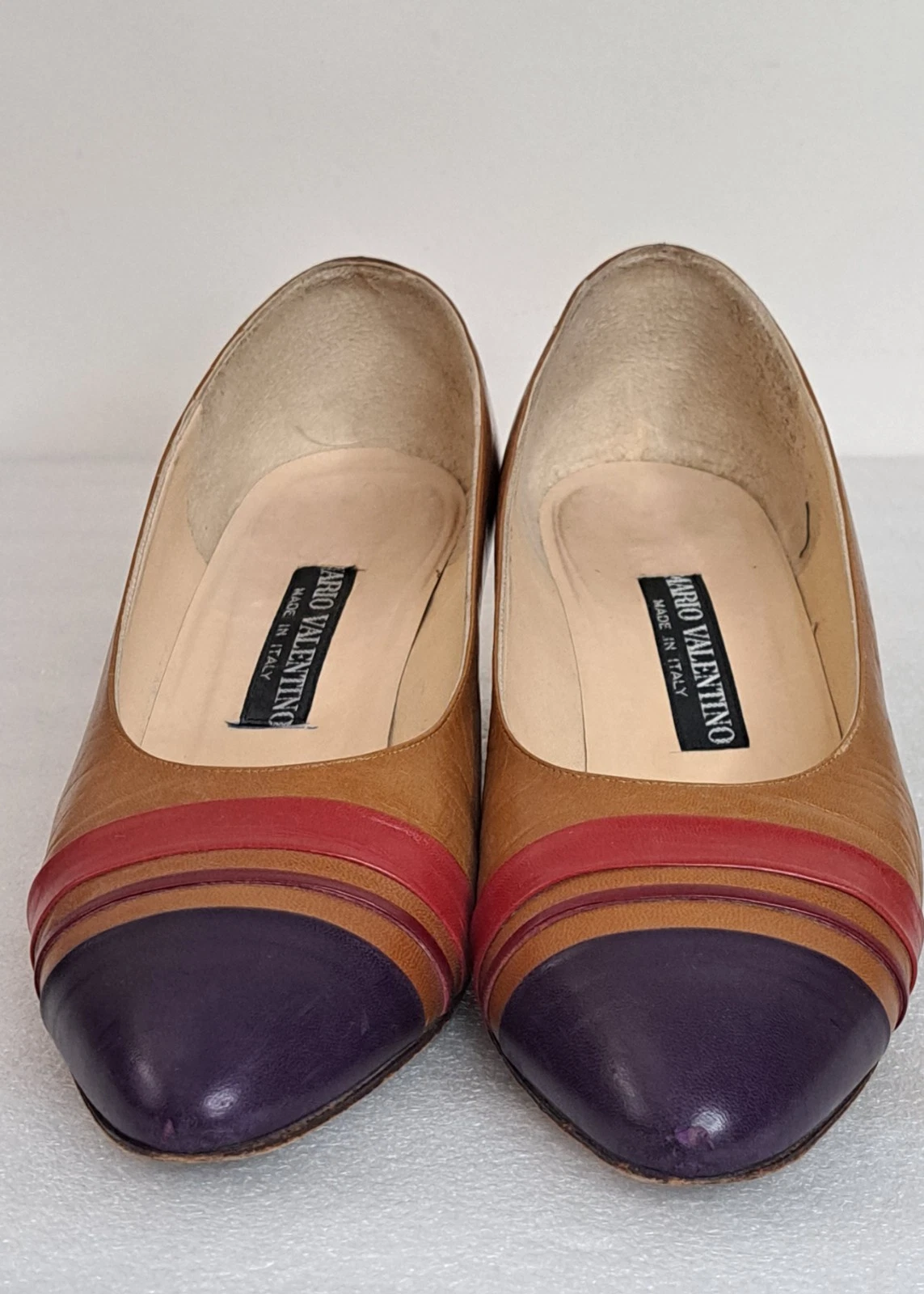 Mario Valentino Scarpe Donna Tacchi 9N Multicolore Pelle Slip On Italia Vintage