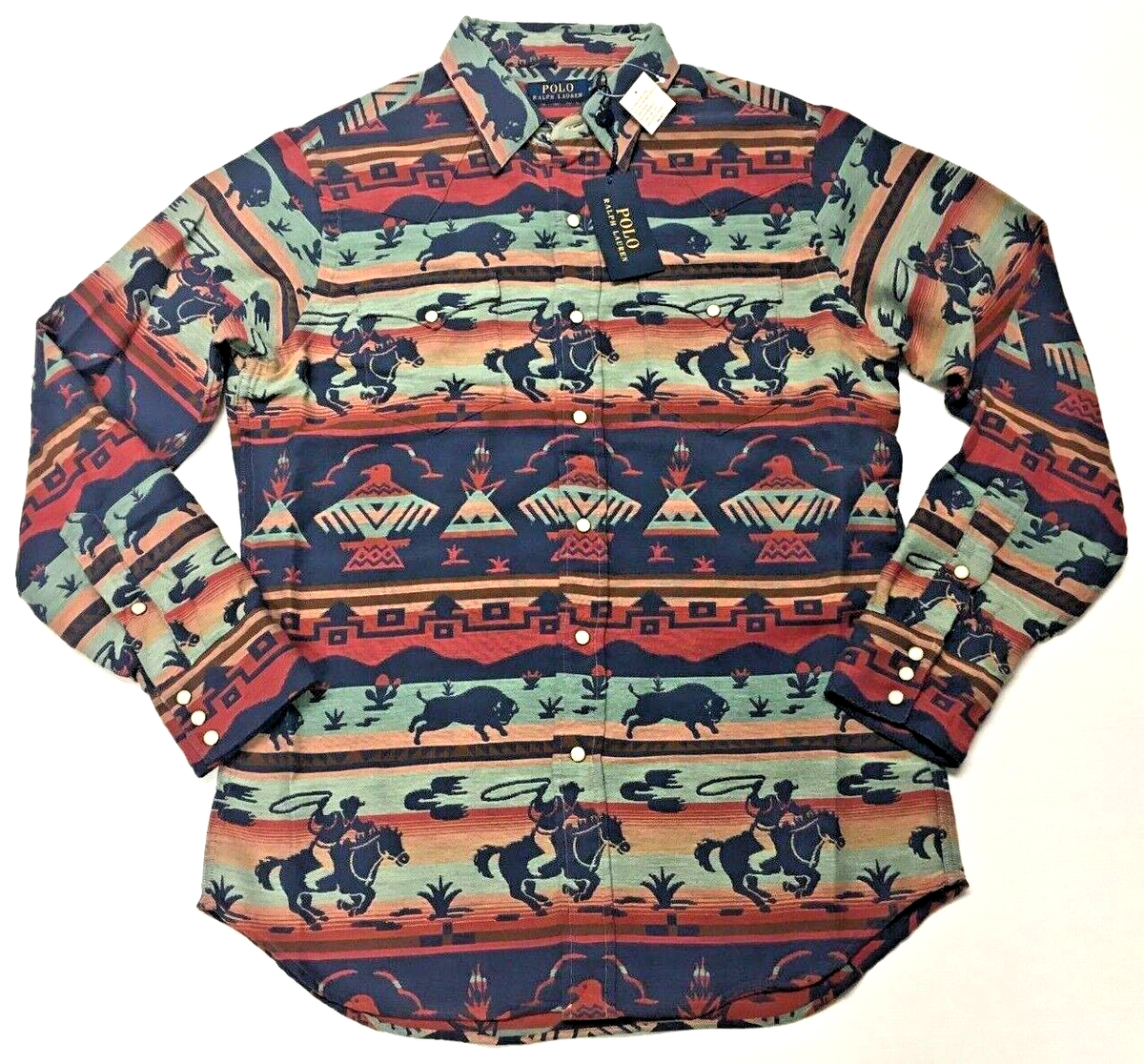 Polo Ralph Lauren Southwestern Indian Aztec Western Cowboy Bison