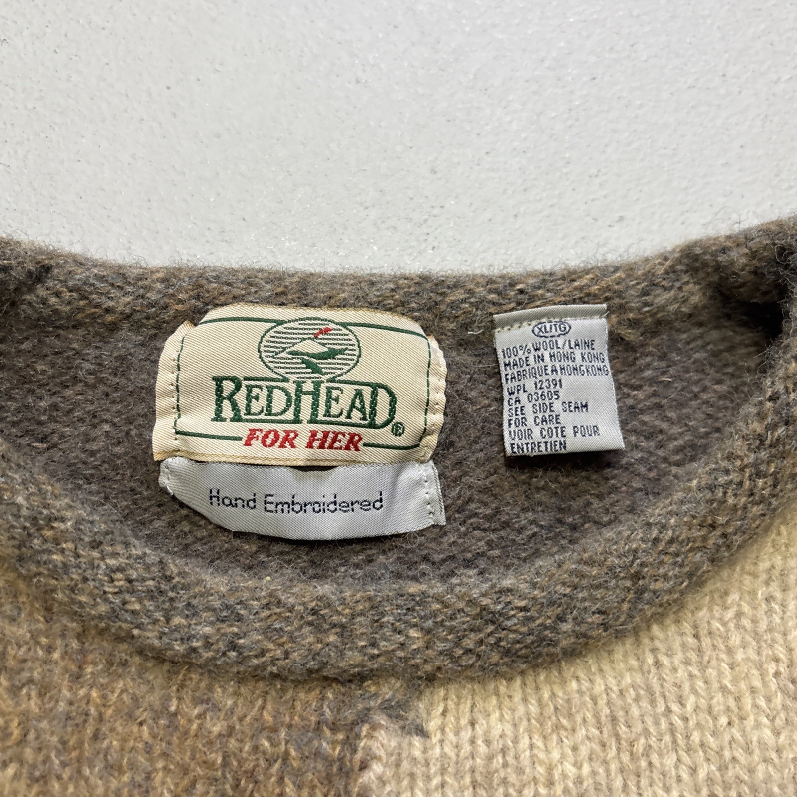 Vintage RedHead For Her Patchwork Wool Sweater Ha… - image 2