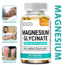 Magnesium Glycinate 400Mg with Quercetin | For Sleep, Stress Relief Support Bone