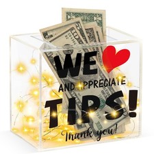 Light Up Tip Jar Acrylic Tip Box for Bartender Bars 6 X 5.4 X 4 Inch Tip Jar ...