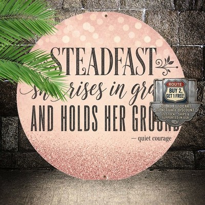 Rose Gold Bokeh Inspirational Round Metal Sign Art 8x8