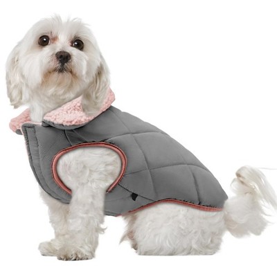 EMUST Reversible Cotton Padded Dog Puffer Vest - Warm Snow Coat for Small/Medium