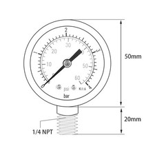 Langlebiges Manometer 50 mm Zifferblatt mit 1/4 NPT Gewinde f??r Kompatibilit?t